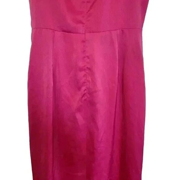 Elle Zeitoune Women's Pink Punch Poly Gathered Waist Midi Patrice Draped Satin L - Picture 12 of 16